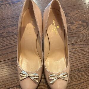 Kate Spade Blush Heels with Gold Bow